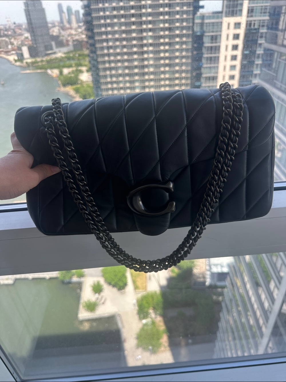 Coach Large Tabby Black Quilted Shoulder Bag with Chain Strap - Picture 6 of 6